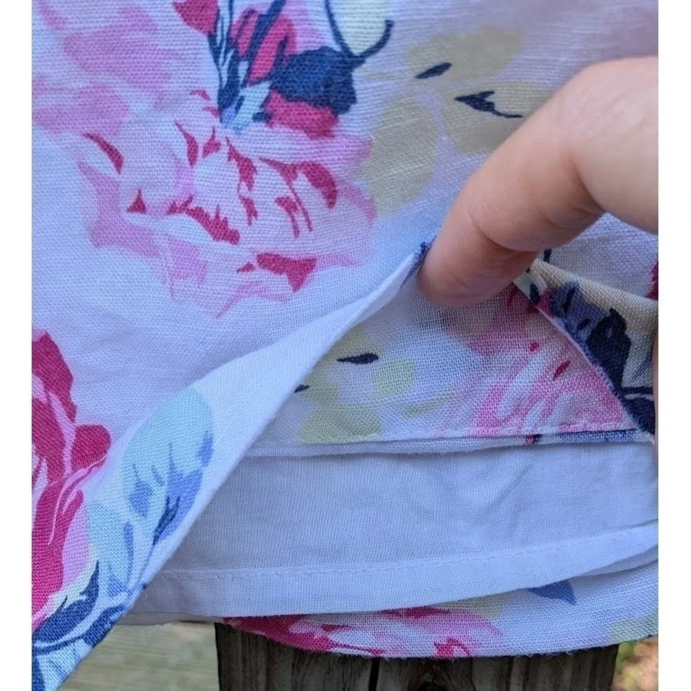 Baby Gap Toddler Girl's Dress 3T Linen Blend Bright Cabbage Rose Garden Sundress